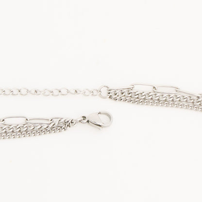 Narelle Waterproof Layered Double Row Genuine Cubic Zirconia Chunky Pendant Necklace