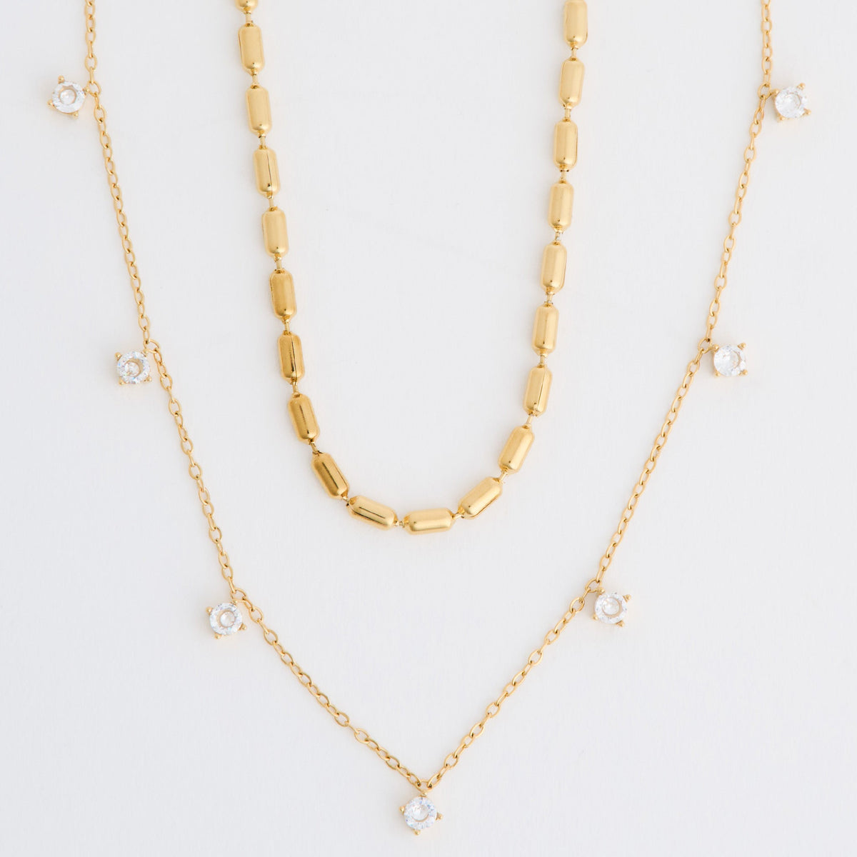 Narelle Waterproof Layered Double Row Genuine Cubic Zirconia Necklace