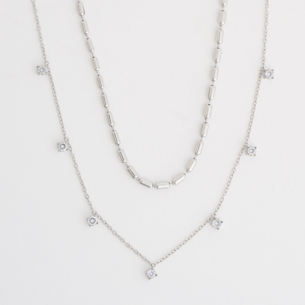 Narelle Waterproof Layered Double Row Genuine Cubic Zirconia Necklace