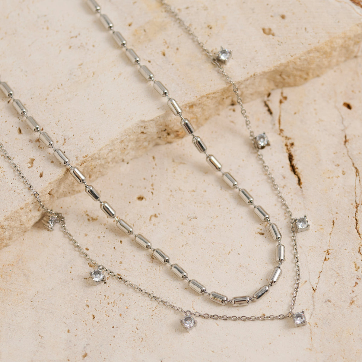 Narelle Waterproof Layered Double Row Genuine Cubic Zirconia Necklace