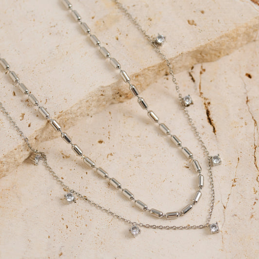 Narelle Waterproof Layered Double Row Genuine Cubic Zirconia Necklace