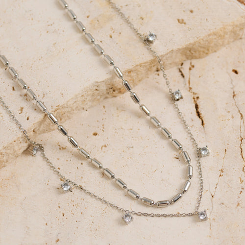 Narelle Waterproof Layered Double Row Genuine Cubic Zirconia Necklace