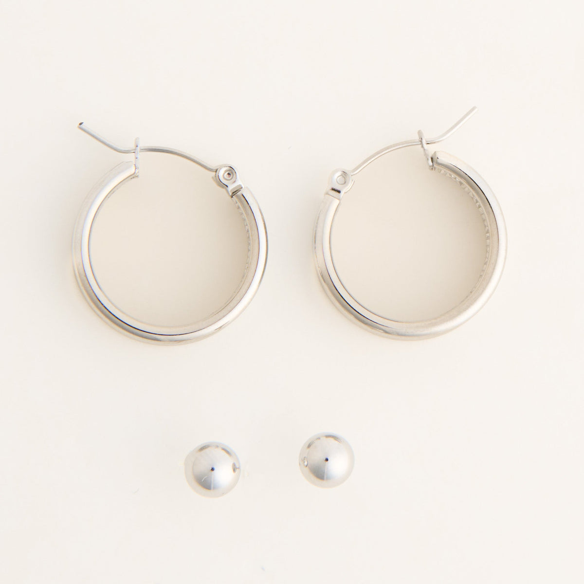 Narelle Waterproof Multi Band Huggie Hoop and Ball Stud Earring Set