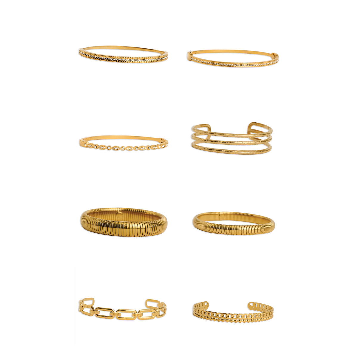 16 Piece Narelle Waterproof Gold Bangle Bracelet Assortment