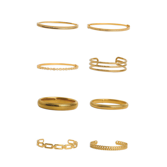 16 Piece Narelle Waterproof Gold Bangle Bracelet Assortment