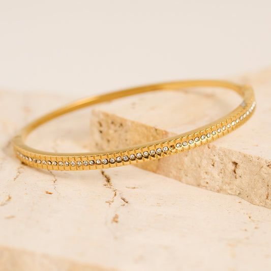 Narelle Waterproof Hinged Bangle Round Crystal Bracelet