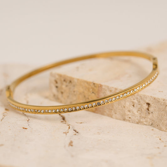 Narelle Waterproof Slim Hinged Bangle Round Crystal Bracelet