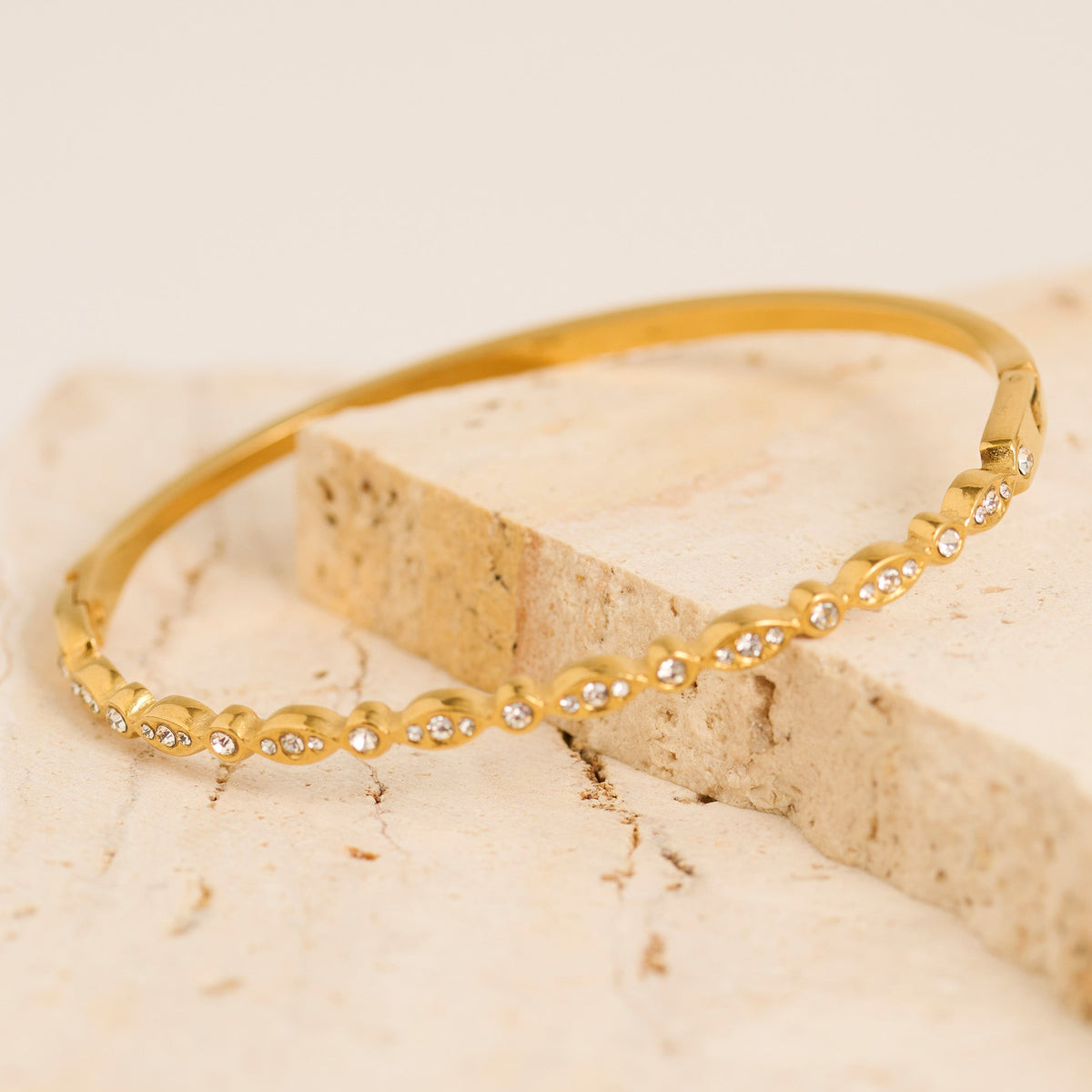 Narelle Waterproof Hinged Bangle Marquise Crystal Bracelet