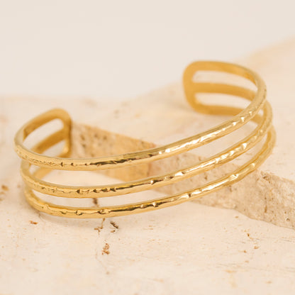 Narelle Waterproof Multi Row Textured Cuff Bracelet