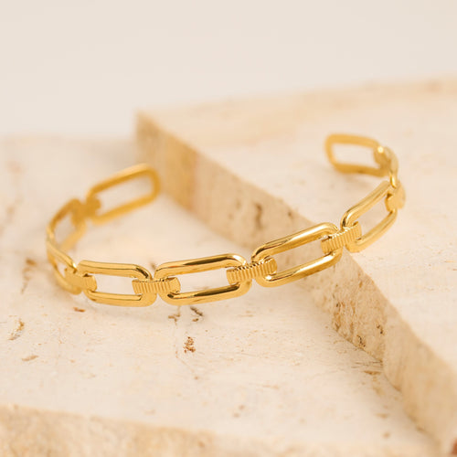 Narelle Waterproof Oval Paperclip Link Cuff Bracelet