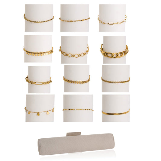 24 Piece Narelle Waterproof Gold Dainty Bracelet Unit With Display
