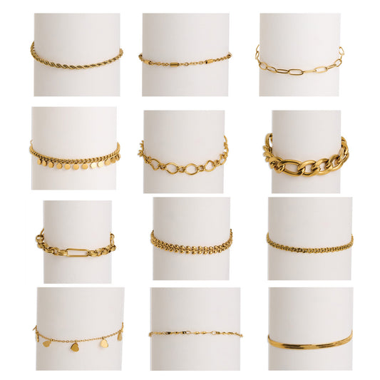 24 Piece Narelle Waterproof Gold Dainty Bracelet Assortment