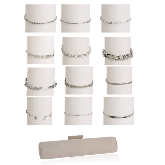 24 Piece Narelle Waterproof Silver Dainty Bracelet Unit With Display