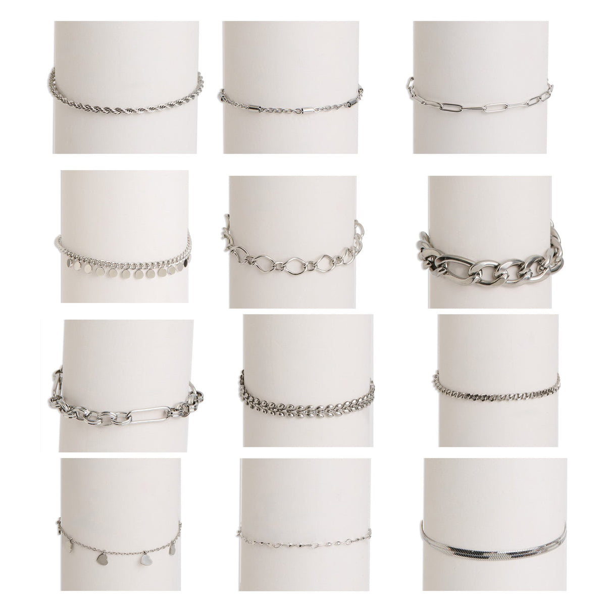 24 Piece Narelle Waterproof Silver Dainty Bracelet Assortment