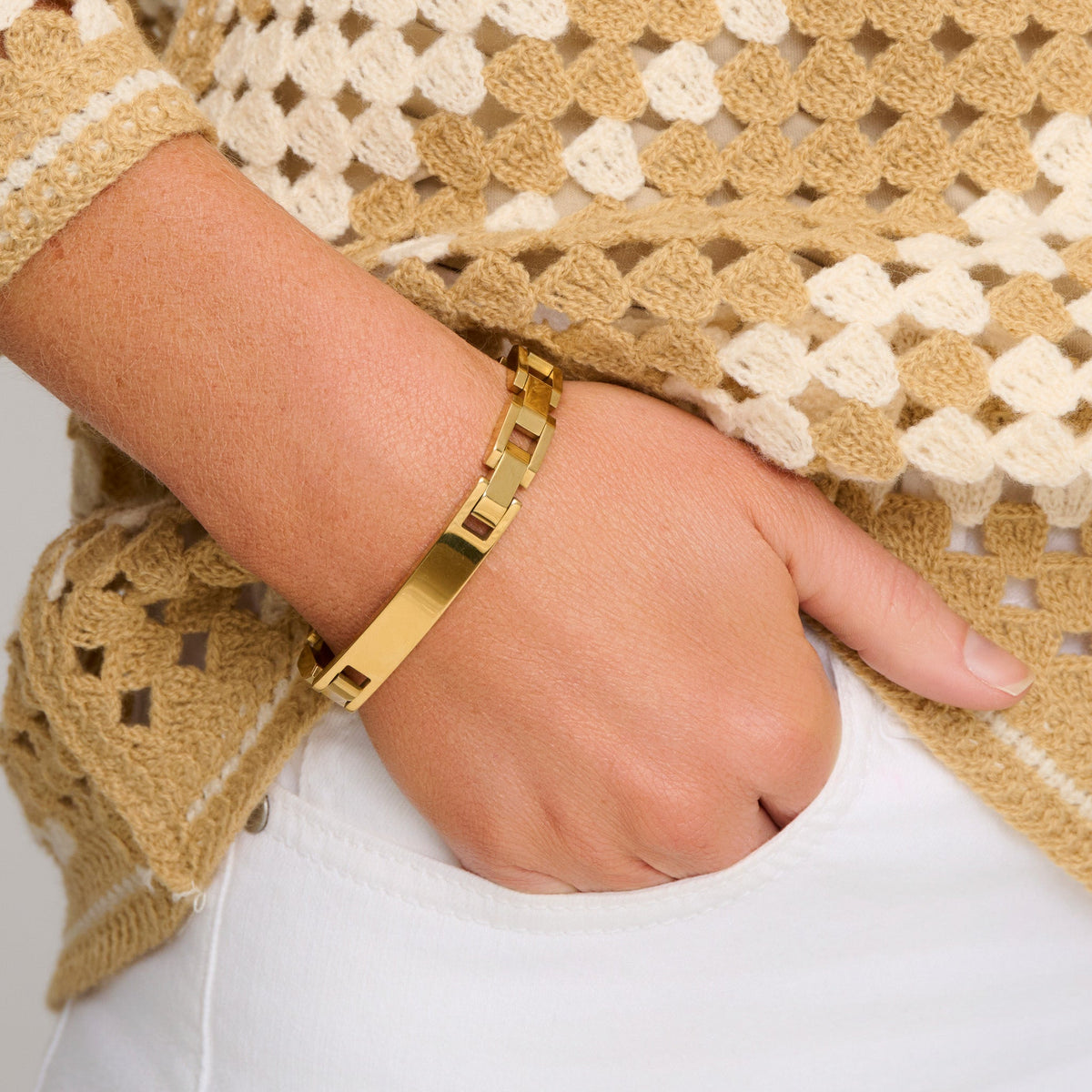 Narelle Waterproof Chunky Tablet Link Watch Band Bar Bracelet