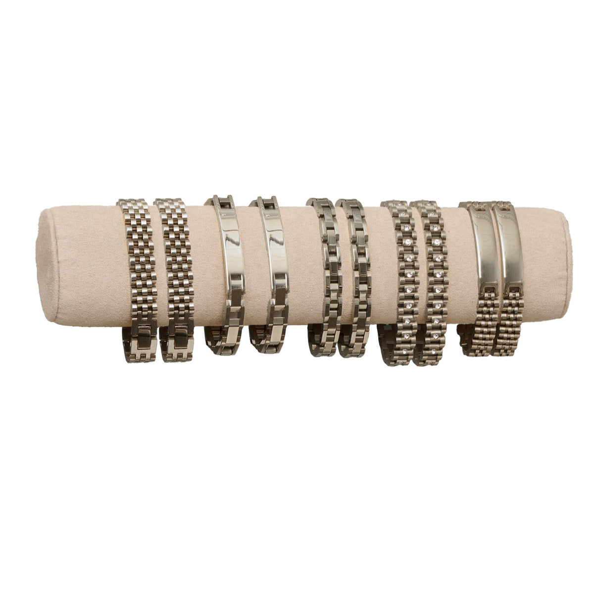 10 Piece Silver Chunky Watch Band Bracelet Unit with Display