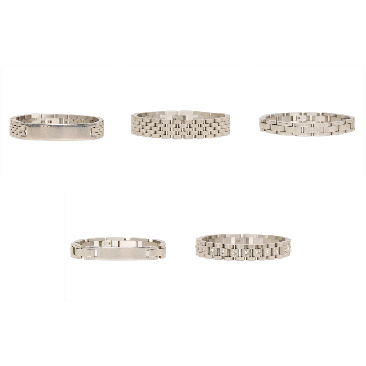 10 Piece Silver Chunky Watch Band Bracelet Assortment