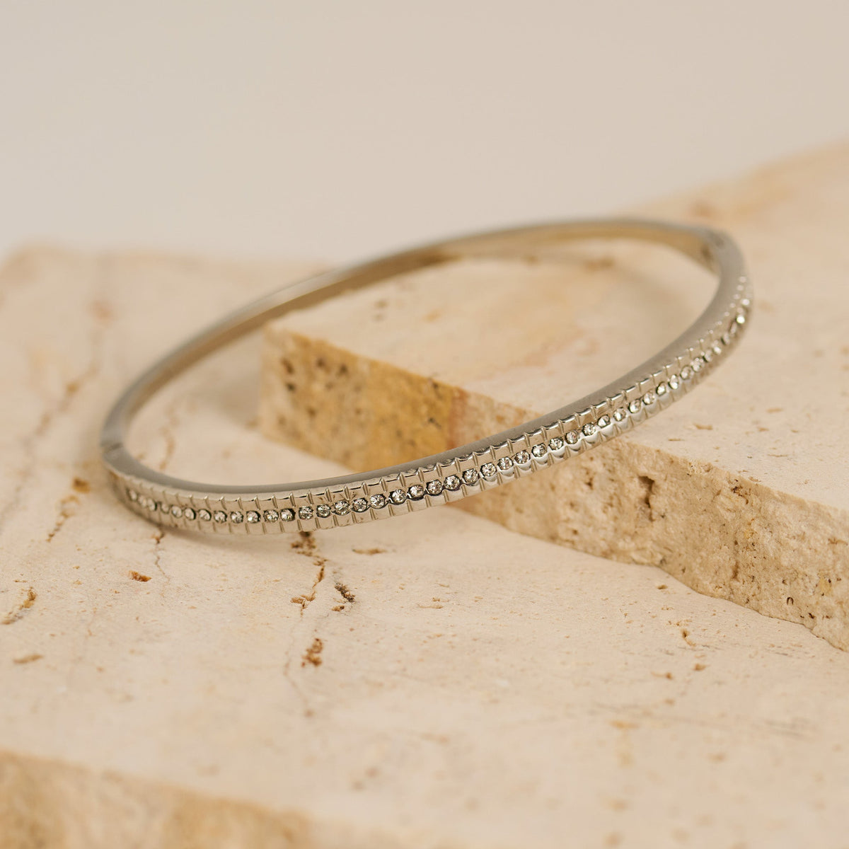 Narelle Waterproof Hinged Bangle Round Crystal Bracelet