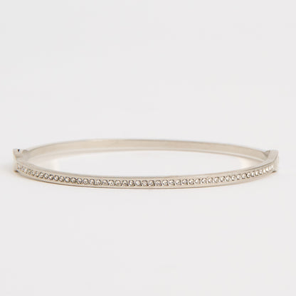 Narelle Waterproof Slim Hinged Bangle Round Crystal Bracelet