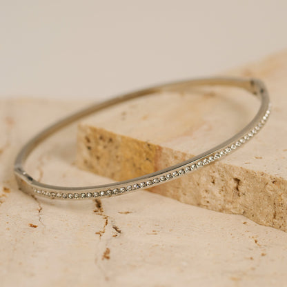 Narelle Waterproof Slim Hinged Bangle Round Crystal Bracelet
