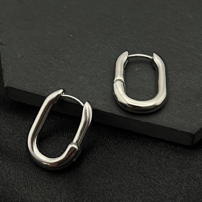 Medium Link Huggie Hoop Earrings