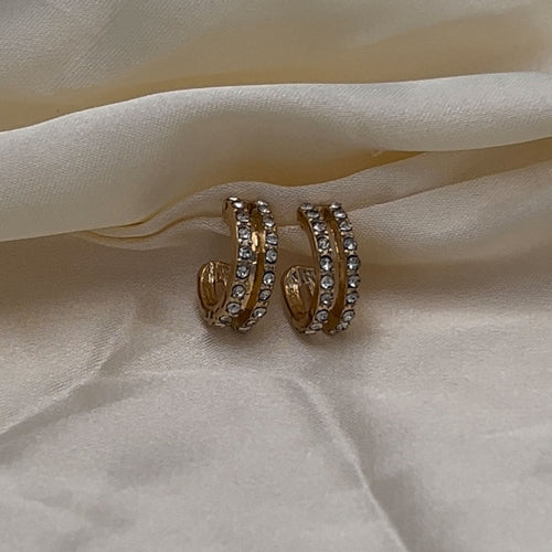 Double Pave Style Hoop Earrings