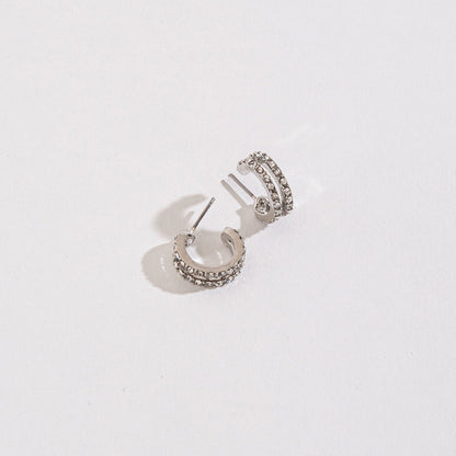 Double Pave Style Hoop Earrings