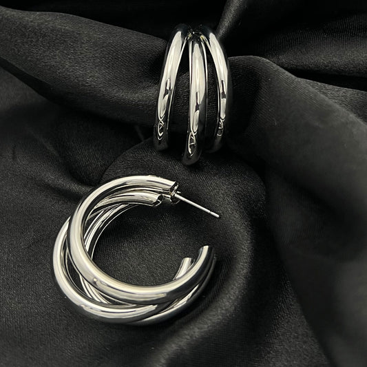 Large Triple Tube Hoop Earrings