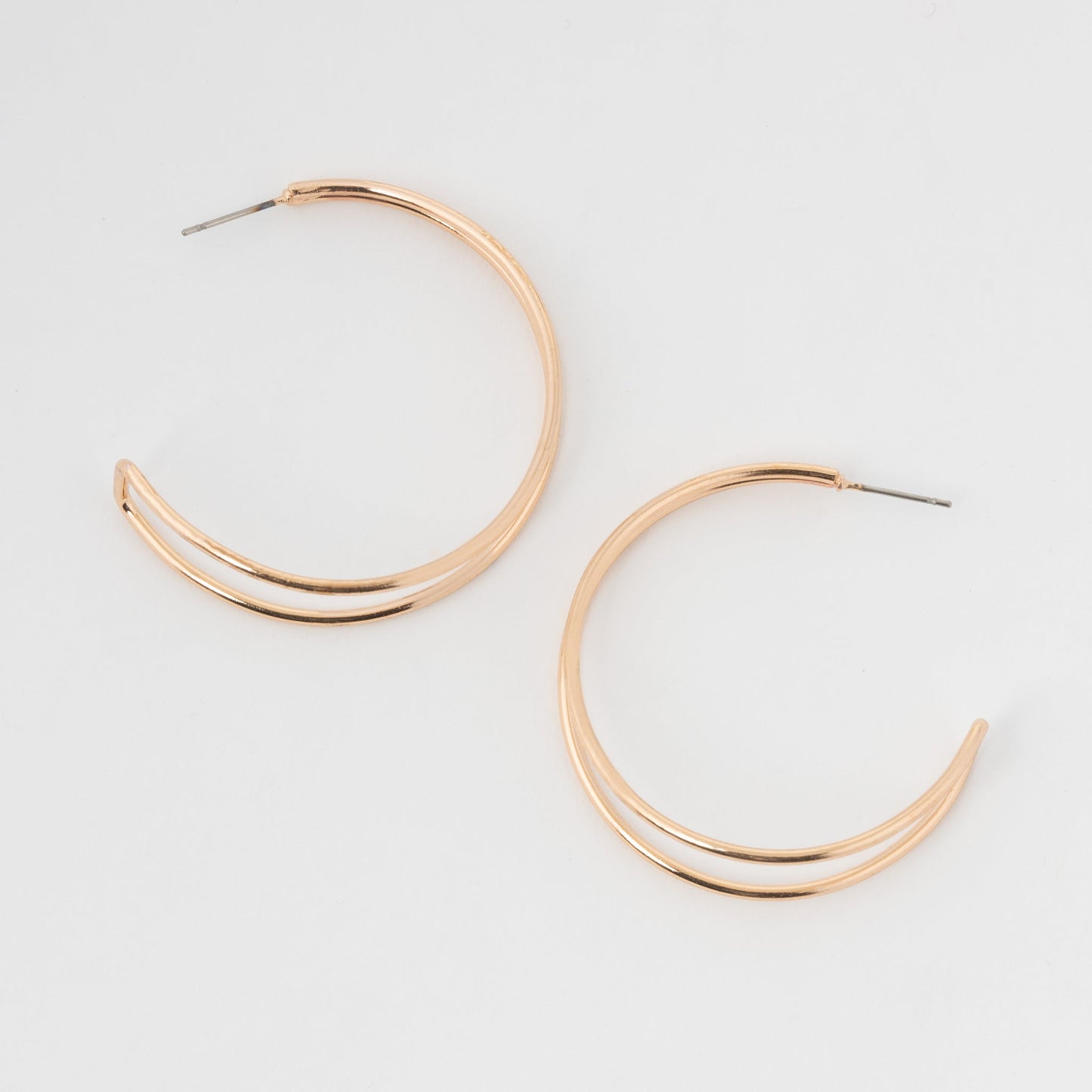 Large Double Bar C Hoop Earrings