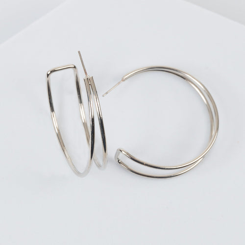 Large Double Bar C Hoop Earrings