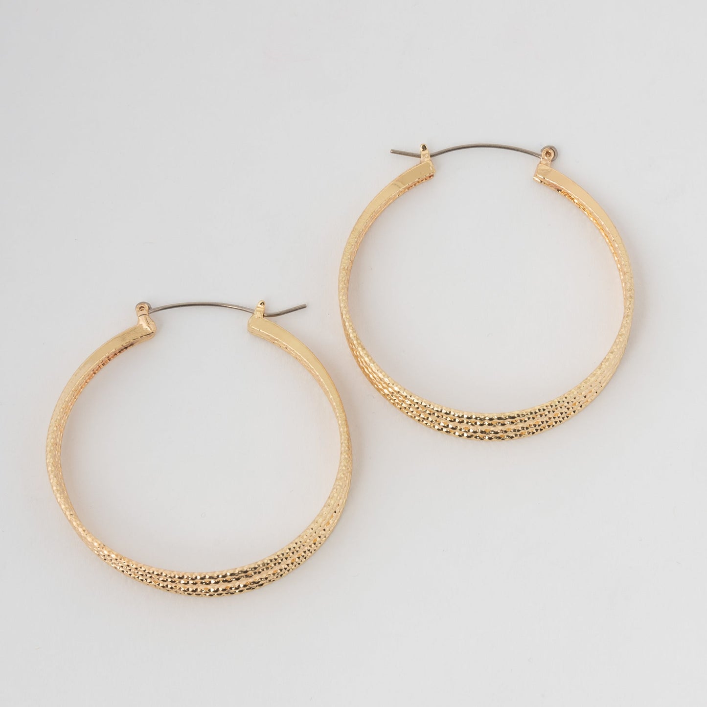 Large 3 Row Sparkle Hoop Earrings