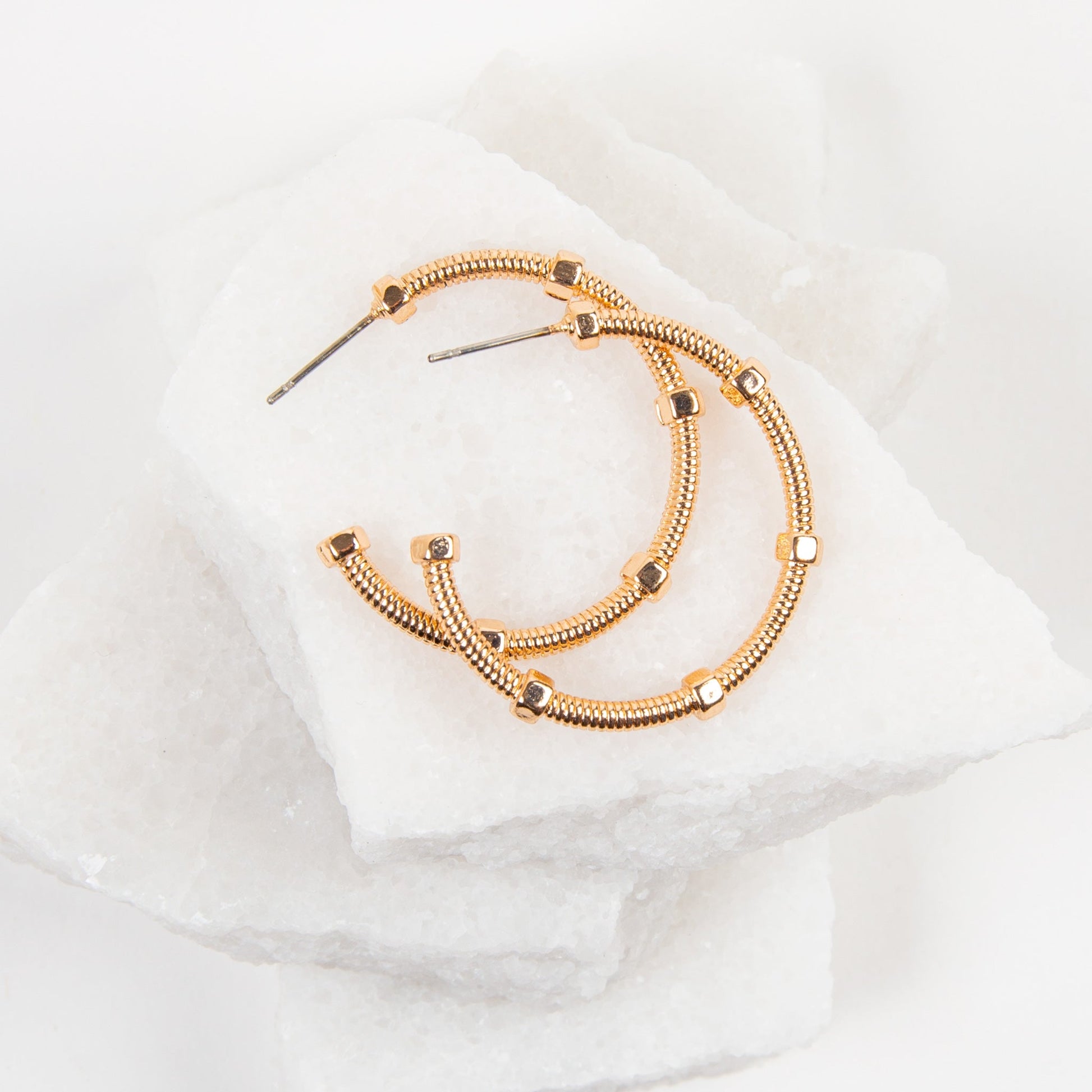 Medium Textured C Hoop Earrings