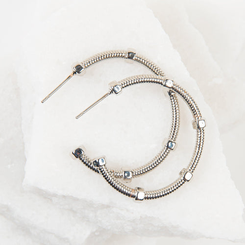 Medium Textured C Hoop Earrings