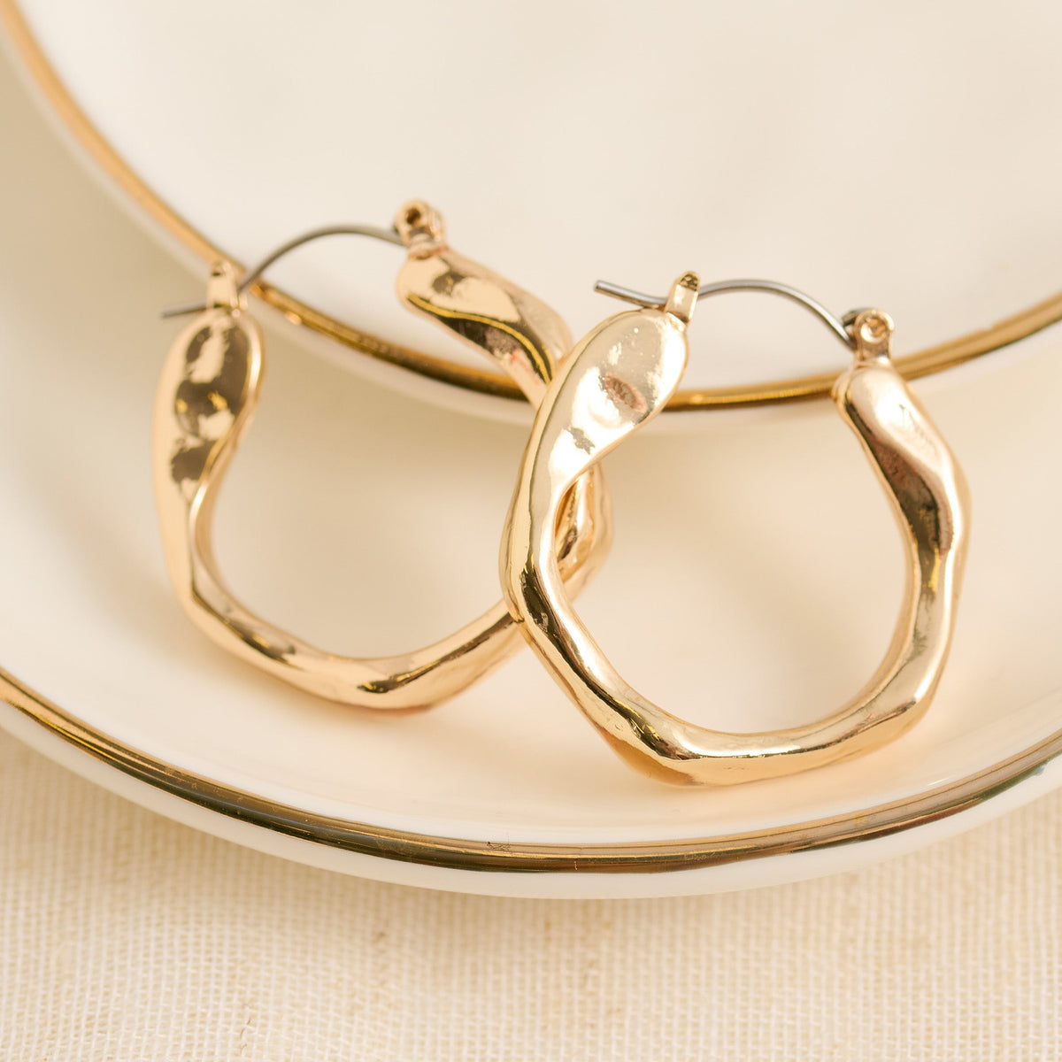 Organic Wavy Open C-Hoop Earrings