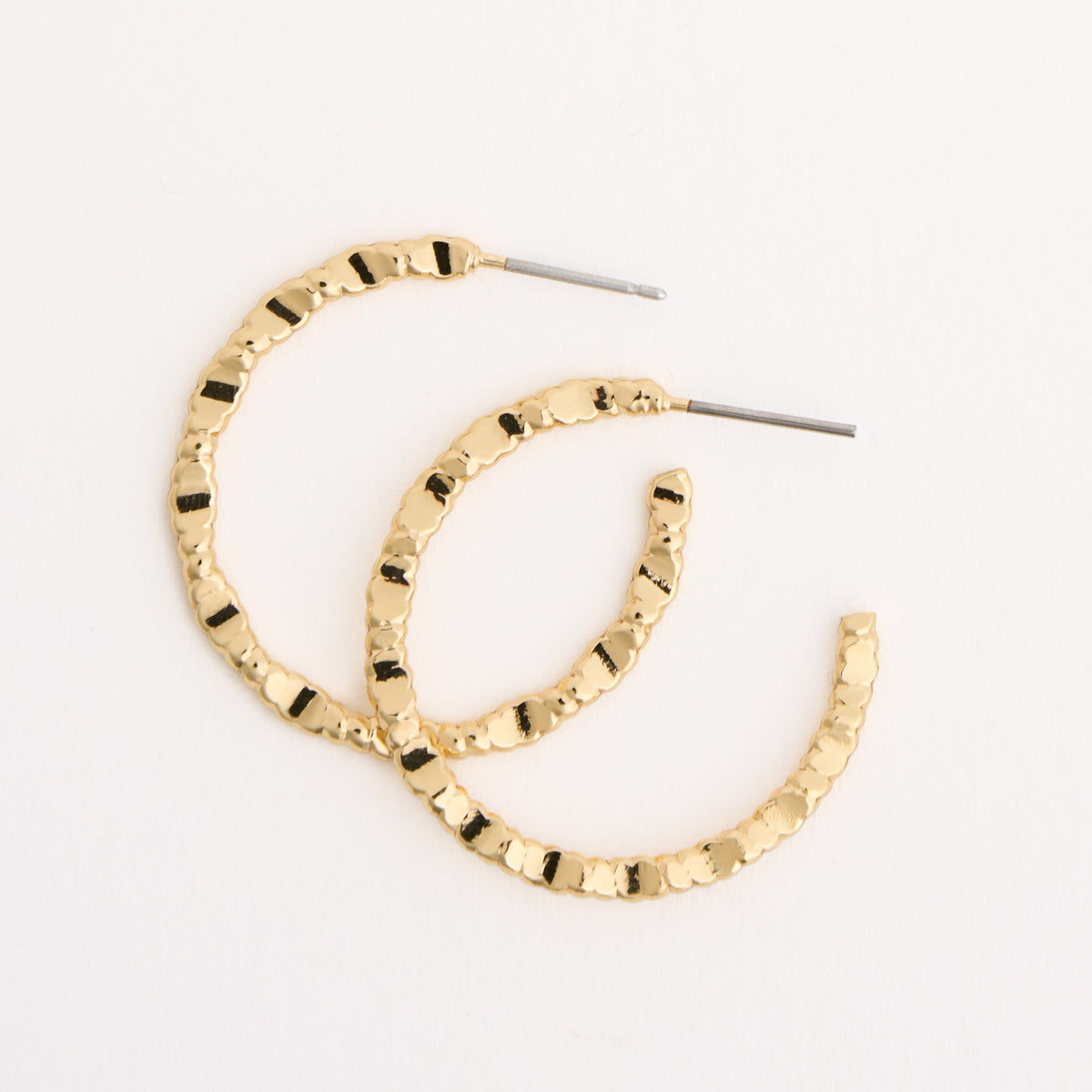Open C-Hoop Textured Earrings