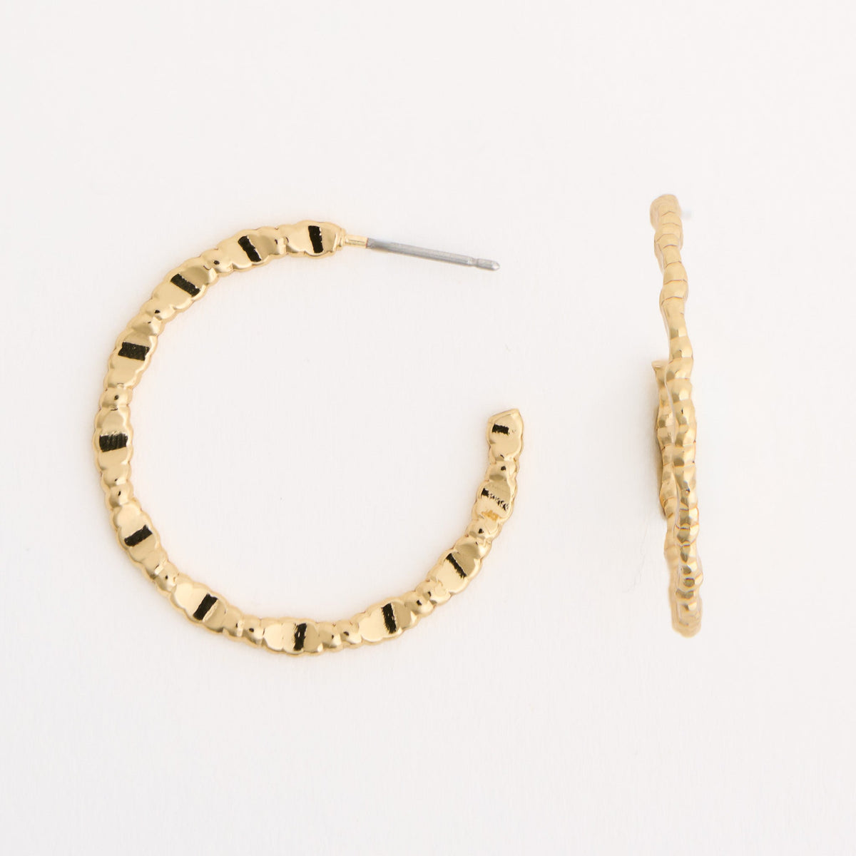 Open C-Hoop Textured Earrings