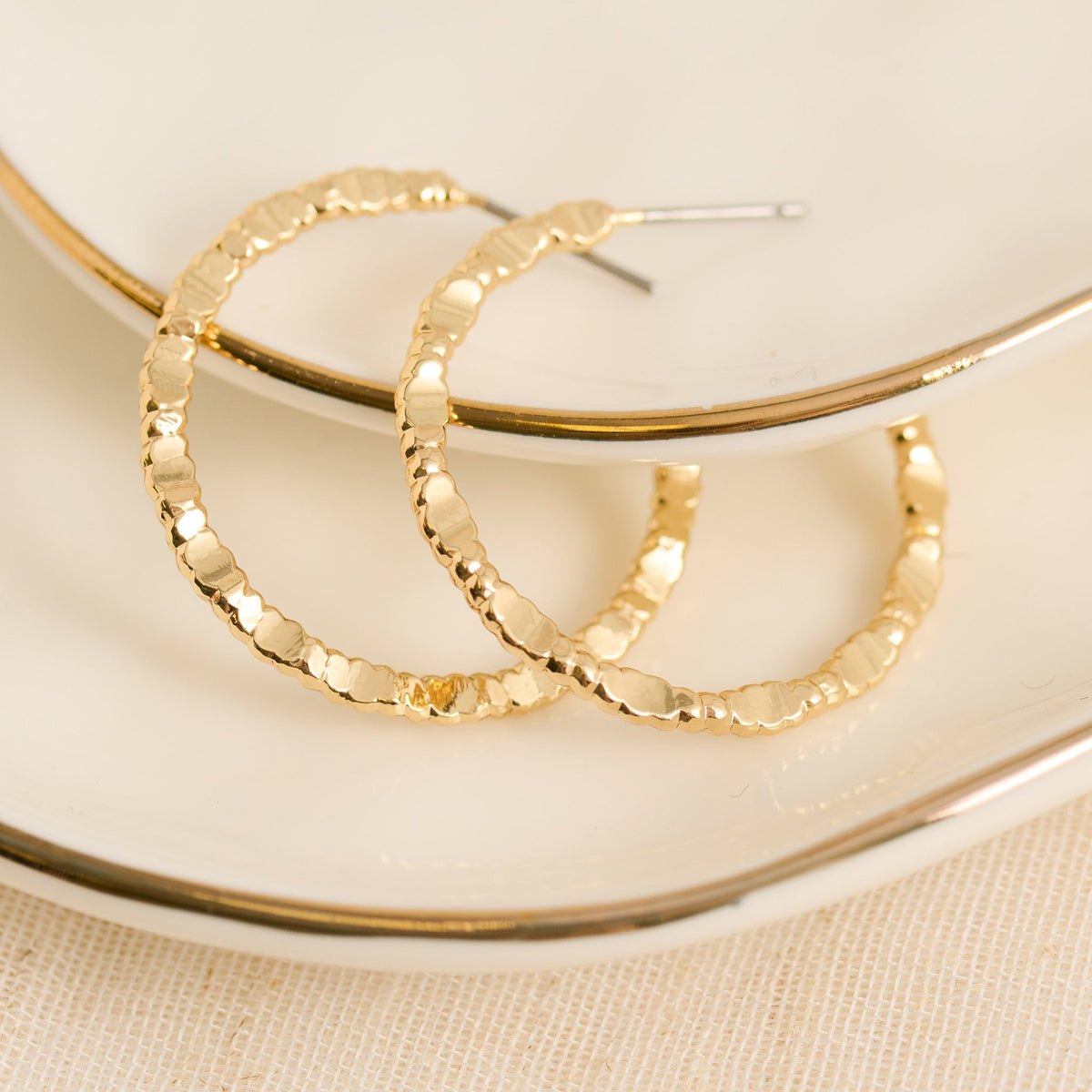 Open C-Hoop Textured Earrings