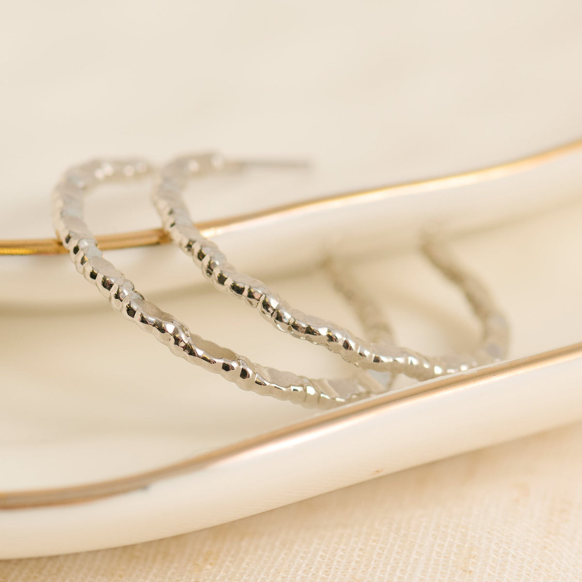 Open C-Hoop Textured Earrings