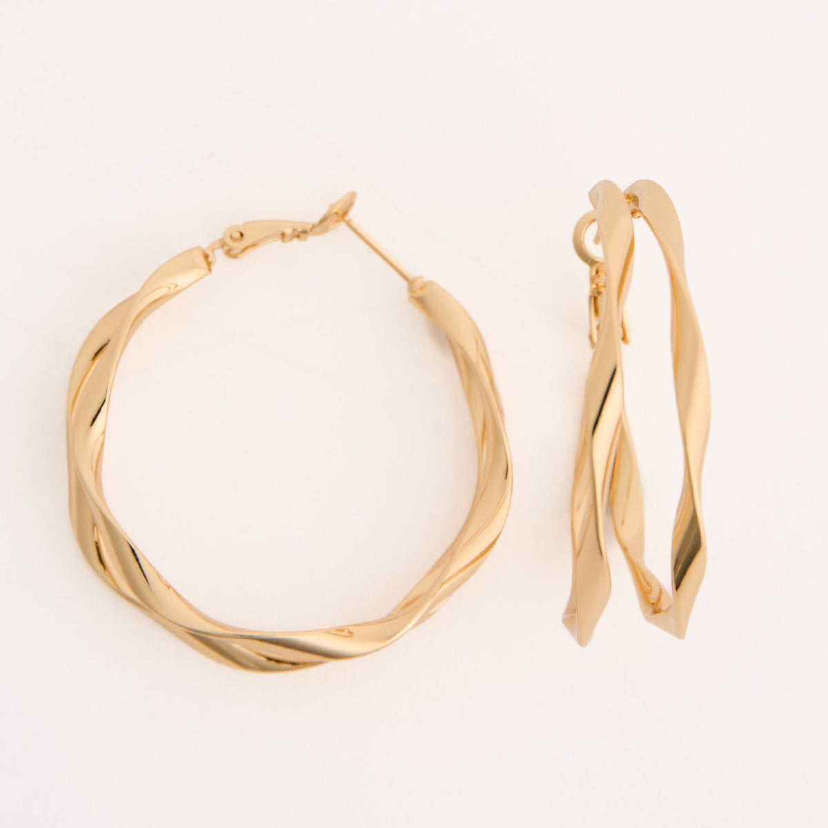 Oversized Split Twisted Open C-Hoop Earrings