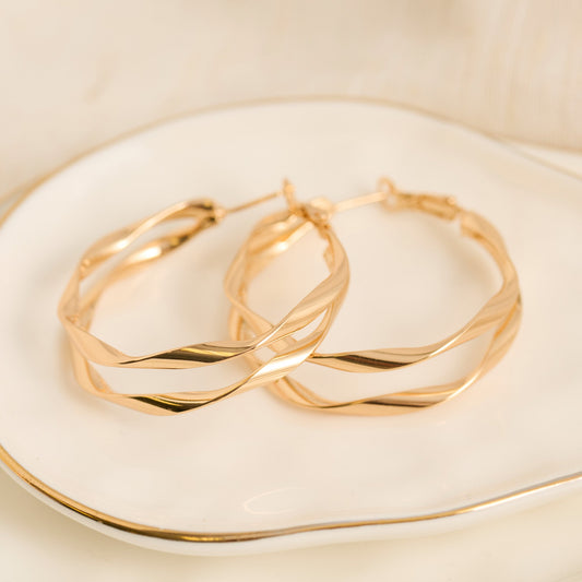 Oversized Split Twisted Open C-Hoop Earrings
