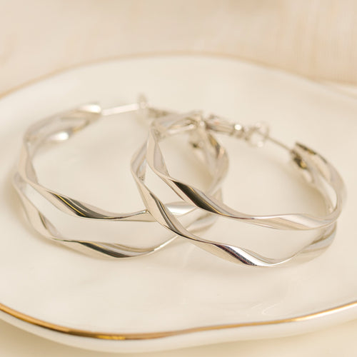 Oversized Split Twisted Open C-Hoop Earrings