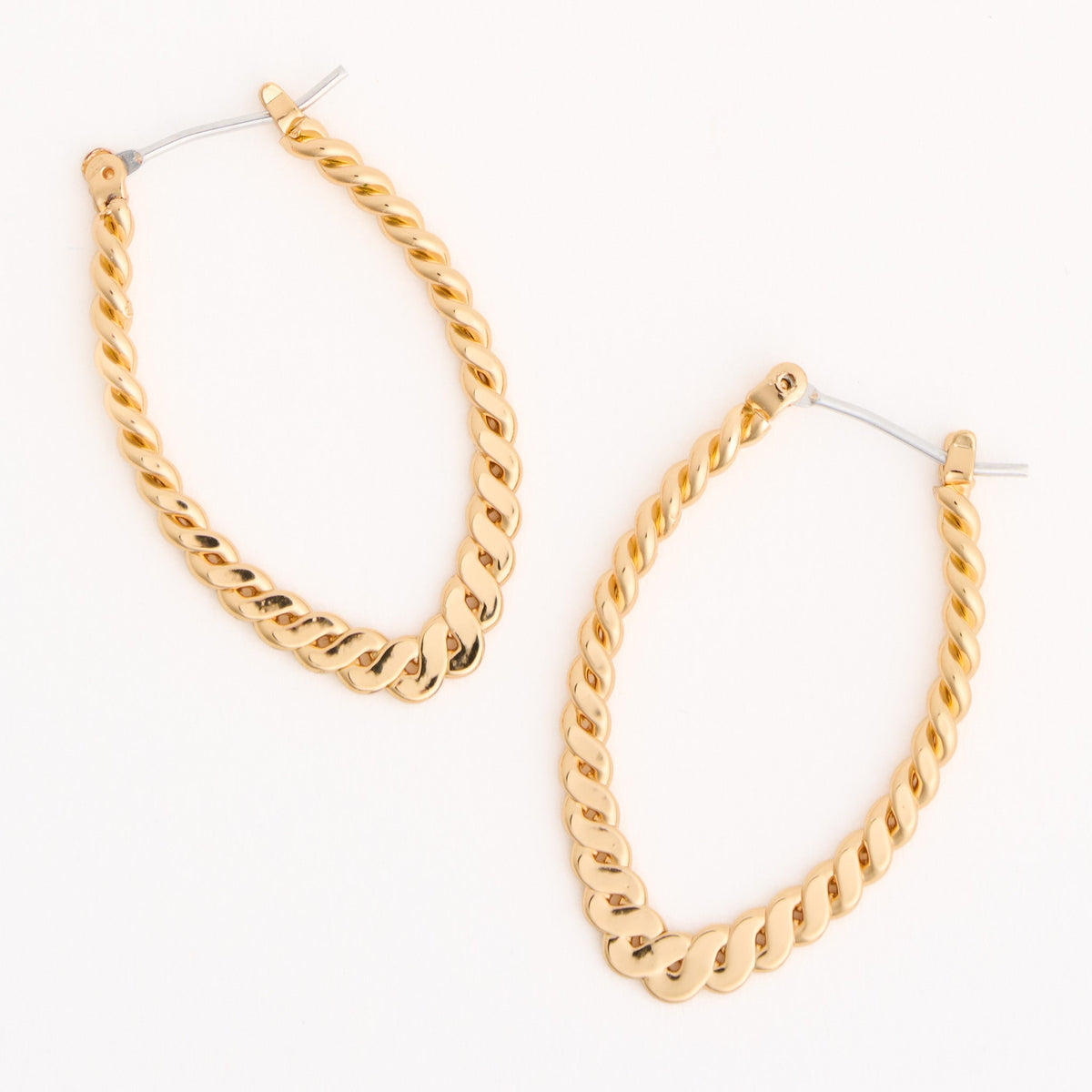 Twisted Rope Oval Hoop Earrings