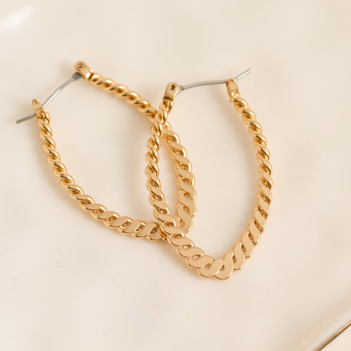 Twisted Rope Oval Hoop Earrings