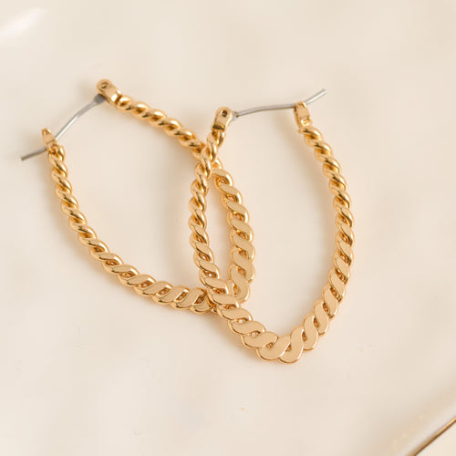 Twisted Rope Oval Hoop Earrings