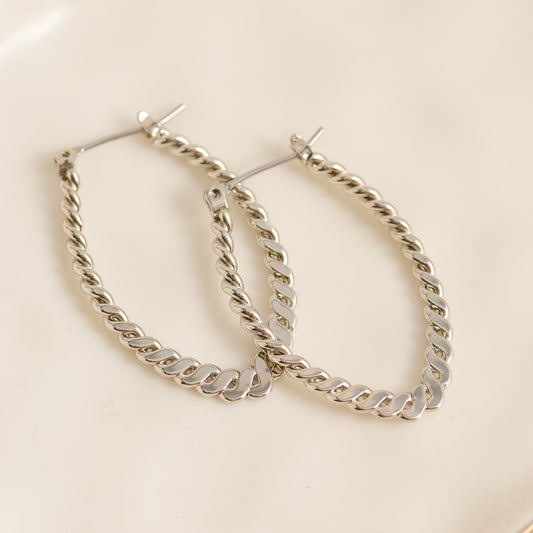 Twisted Rope Oval Hoop Earrings