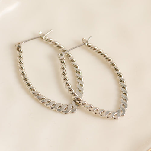 Twisted Rope Oval Hoop Earrings