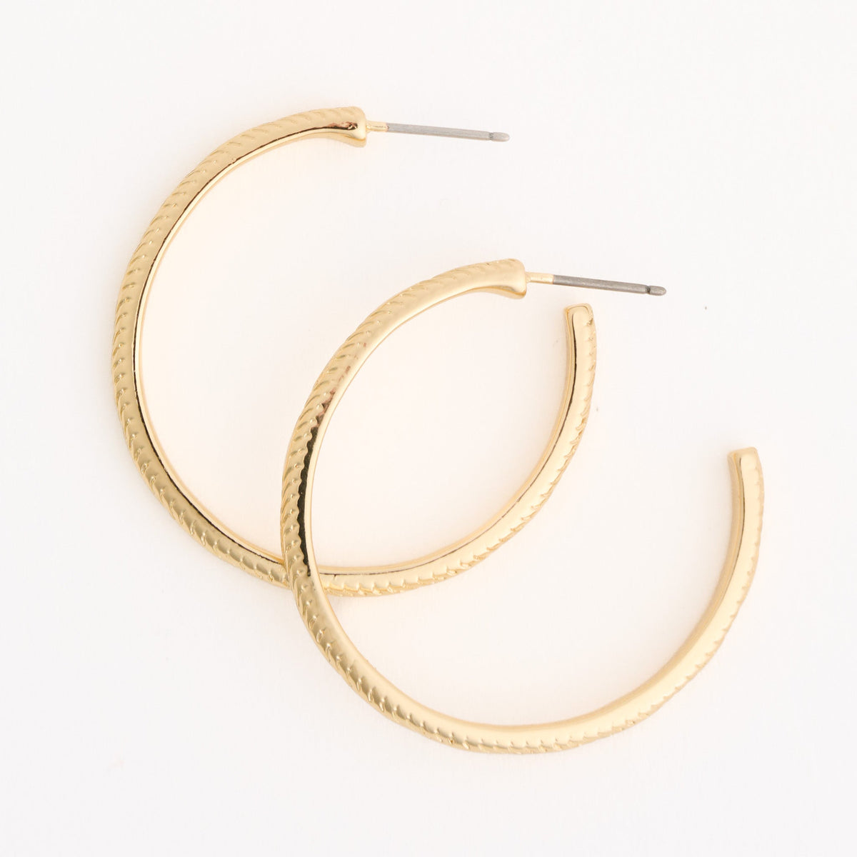 Diamond Cut Open C-Hoop Earrings