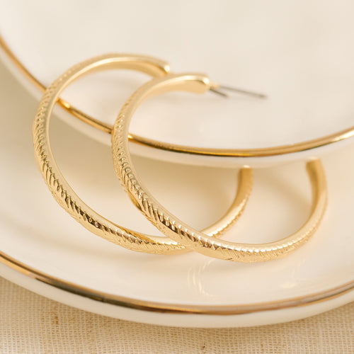 Diamond Cut Open C-Hoop Earrings