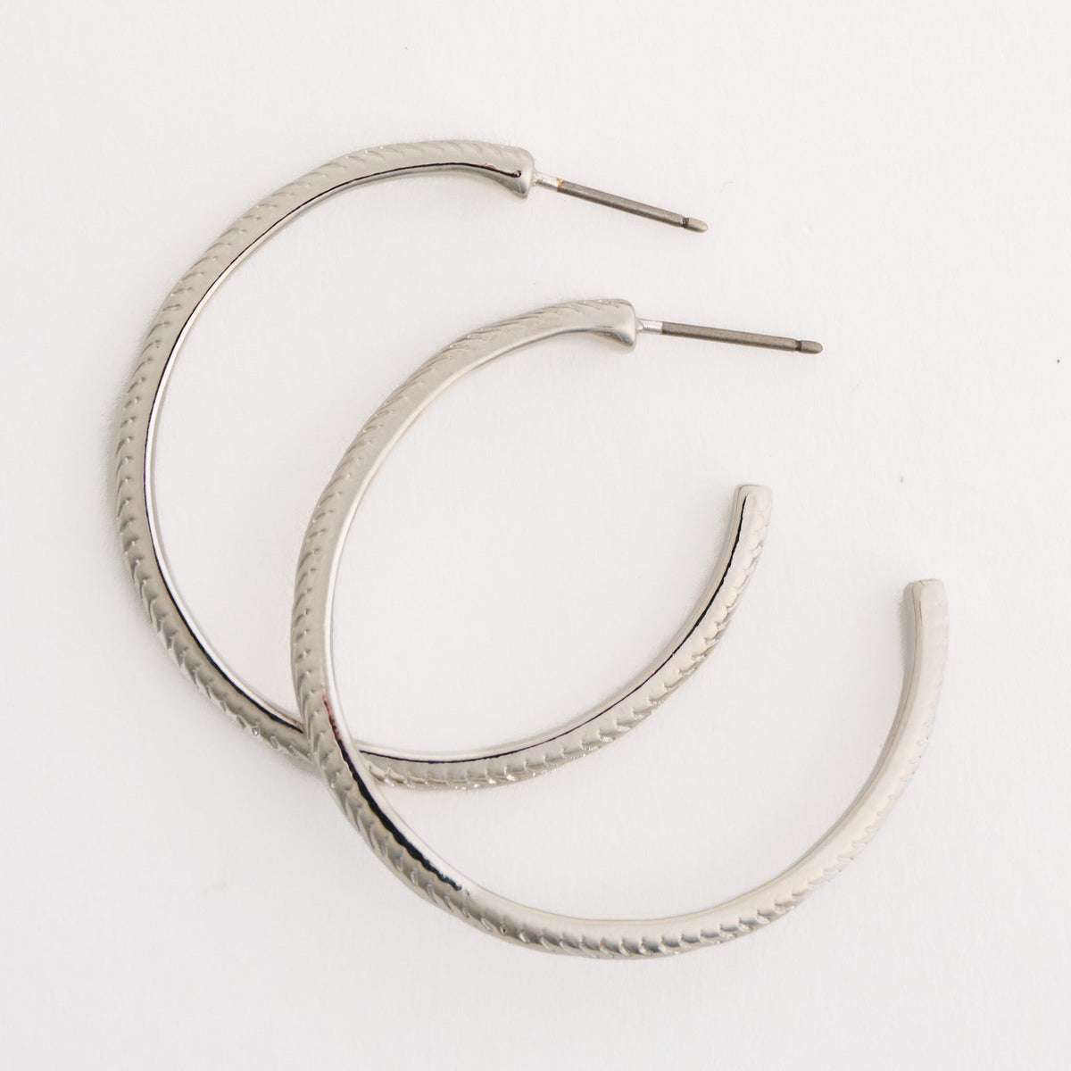 Diamond Cut Open C-Hoop Earrings