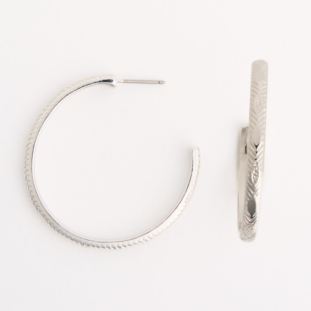 Diamond Cut Open C-Hoop Earrings